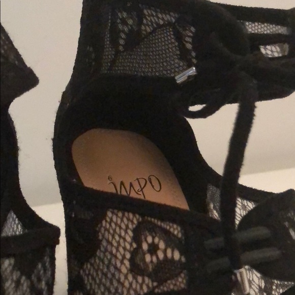 BLACK LACE ROMANTIC ANKLE HIGHE OPEN TOED HEELS - Picture 6 of 8